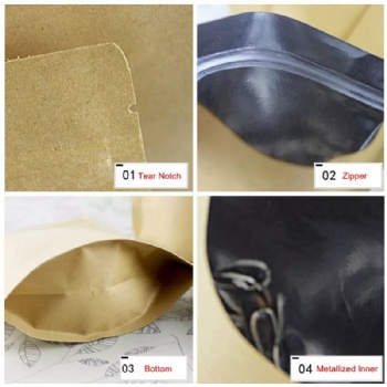 Brown Kraft Paper Aluminum Foil Laminated Stand up Pouch with Zipper